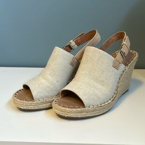 Toms Tan Wedge Sandals Size 8